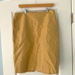 Dana Buchman gold silk pencil skirt